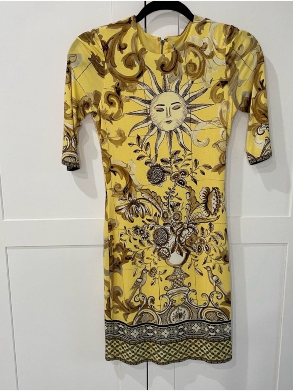 Alice + Olivia Delora Dress Size 4 Yellow Sun Print Mini - Picture 6 of 6